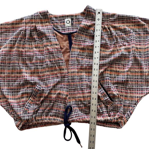 Akimi + Kin Anthropologie Jacquard Plaid Multi Batwing Open Jacket Cardigan M - Picture 9 of 10